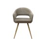 Gallery Collection Hanson - Beige Fabric & Stone Vintage Faux Leather Two Tone Chair with Oak-Effect Legs (Pair)