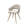 Gallery Collection Hanson - Beige Fabric & Ivory Faux Leather Two Tone Chair with Oak-Effect Legs (Pair)