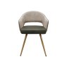 Gallery Collection Hanson - Beige Fabric & Olive Faux Leather Two Tone Chair with Oak-Effect Legs (Pair)