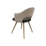 Gallery Collection Hanson - Beige Fabric & Olive Faux Leather Two Tone Chair with Oak-Effect Legs (Pair)