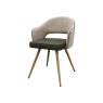 Gallery Collection Hanson - Beige Fabric & Olive Faux Leather Two Tone Chair with Oak-Effect Legs (Pair)