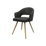 Gallery Collection Hanson - Grey Fabric & Dark Grey Faux Leather Two Tone Chair with Oak-Effect Legs (Pair)
