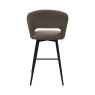 Gallery Collection Stella - Mocha Beige Boucle Fabric Swivel Bar Stool with Black Legs (Single)