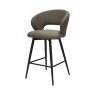 Gallery Collection Stella - Mocha Beige Boucle Fabric Swivel Bar Stool with Black Legs (Single)