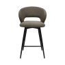 Gallery Collection Stella - Mocha Beige Boucle Fabric Swivel Bar Stool with Black Legs (Single)