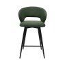 Gallery Collection Stella - Green Boucle Fabric Swivel Bar Stool with Black Legs (Single)