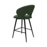 Gallery Collection Stella - Green Boucle Fabric Swivel Bar Stool with Black Legs (Single)
