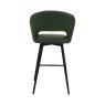 Gallery Collection Stella - Green Boucle Fabric Swivel Bar Stool with Black Legs (Single)