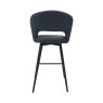 Gallery Collection Stella - Blue Boucle Fabric Swivel Bar Stool with Black Legs (Single)