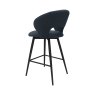 Gallery Collection Stella - Blue Boucle Fabric Swivel Bar Stool with Black Legs (Single)
