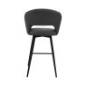 Gallery Collection Stella - Grey Boucle Fabric Swivel Bar Stool with Black Legs (Single)
