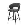 Gallery Collection Stella - Grey Boucle Fabric Swivel Bar Stool with Black Legs (Single)