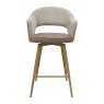 Gallery Collection Hanson - Beige Fabric & Vintage Stone Faux Leather Two Tone Return Swivel Bar Stool with Oak-Effect Legs (Single)