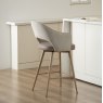 Hanson - Beige Fabric & Vintage Stone Faux Leather Two Tone Return Swivel Bar Stool with Oak-Effect Legs (Single)