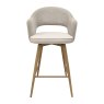 Gallery Collection Hanson - Beige Fabric & Ivory Faux Leather Two Tone Return Swivel Bar Stool with Oak-Effect Legs (Single)