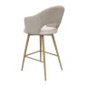 Gallery Collection Hanson - Beige Fabric & Ivory Faux Leather Two Tone Return Swivel Bar Stool with Oak-Effect Legs (Single)