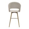 Gallery Collection Hanson - Beige Fabric & Ivory Faux Leather Two Tone Return Swivel Bar Stool with Oak-Effect Legs (Single)