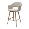 Gallery Collection Hanson - Beige Fabric & Ivory Faux Leather Two Tone Return Swivel Bar Stool with Oak-Effect Legs (Single)