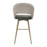 Gallery Collection Hanson - Beige Fabric & Olive Faux Leather Two Tone Return Swivel Bar Stool with Oak-Effect Legs (Single)