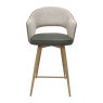 Gallery Collection Hanson - Beige Fabric & Olive Faux Leather Two Tone Return Swivel Bar Stool with Oak-Effect Legs (Single)