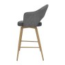 Gallery Collection Hanson - Grey Fabric & Dark Grey Faux Leather Two Tone Return Swivel Bar Stool with Oak-Effect Legs (Single)