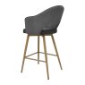 Gallery Collection Hanson - Grey Fabric & Dark Grey Faux Leather Two Tone Return Swivel Bar Stool with Oak-Effect Legs (Single)