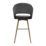 Gallery Collection Hanson - Grey Fabric & Dark Grey Faux Leather Two Tone Return Swivel Bar Stool with Oak-Effect Legs (Single)