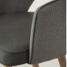 Gallery Collection Hanson - Grey Fabric & Dark Grey Faux Leather Two Tone Return Swivel Bar Stool with Oak-Effect Legs (Single)
