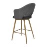 Gallery Collection Hanson - Grey Fabric & Dark Grey Faux Leather Two Tone Return Swivel Bar Stool with Oak-Effect Legs (Single)