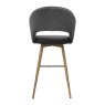 Gallery Collection Hanson - Grey Fabric & Dark Grey Faux Leather Two Tone Return Swivel Bar Stool with Oak-Effect Legs (Single)