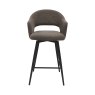 Gallery Collection Sterling - Brown Boucle Fabric Swivel Bar Stool with Black Legs (Single)