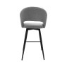 Gallery Collection Sterling - Grey Boucle Fabric Swivel Bar Stool with Black Legs (Single)