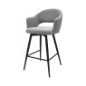 Gallery Collection Sterling - Grey Boucle Fabric Swivel Bar Stool with Black Legs (Single)