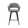 Gallery Collection Sterling - Grey Boucle Fabric Swivel Bar Stool with Black Legs (Single)