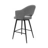 Gallery Collection Sterling - Grey Boucle Fabric Swivel Bar Stool with Black Legs (Single)
