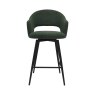 Gallery Collection Sterling - Green Boucle Fabric Swivel Bar Stool with Black Legs (Single)