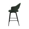 Gallery Collection Sterling - Green Boucle Fabric Swivel Bar Stool with Black Legs (Single)