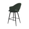 Gallery Collection Sterling - Green Boucle Fabric Swivel Bar Stool with Black Legs (Single)