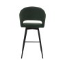 Gallery Collection Sterling - Green Boucle Fabric Swivel Bar Stool with Black Legs (Single)