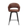 Gallery Collection Sterling - Tan Faux Leather Swivel Bar Stool with Black Legs (Single)