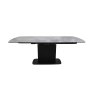 Gallery Collection Verona - Light Grey Gloss Sintered Stone Swivel Extendable Dining Table with Fluted Black Pedestal