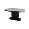 Gallery Collection Verona - Light Grey Gloss Sintered Stone Swivel Extendable Dining Table with Fluted Black Pedestal