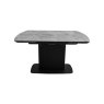 Gallery Collection Verona - Light Grey Gloss Sintered Stone Swivel Extendable Dining Table with Fluted Black Pedestal