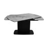 Gallery Collection Verona - Light Grey Gloss Sintered Stone Swivel Extendable Dining Table with Fluted Black Pedestal