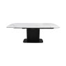 Gallery Collection Verona - White Gloss Sintered Stone Swivel Extendable Dining Table with Fluted Black Pedestal