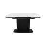 Gallery Collection Verona - White Gloss Sintered Stone Swivel Extendable Dining Table with Fluted Black Pedestal