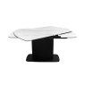 Gallery Collection Verona - White Gloss Sintered Stone Swivel Extendable Dining Table with Fluted Black Pedestal