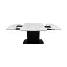 Gallery Collection Verona - White Gloss Sintered Stone Swivel Extendable Dining Table with Fluted Black Pedestal