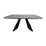 Gallery Collection Levanti - Light Grey Gloss Sintered Stone 6-8 Seater Double-End Extension Dining Table with Tapered Black Base