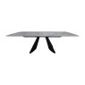 Gallery Collection Levanti - Light Grey Gloss Sintered Stone 6-8 Seater Double-End Extension Dining Table with Tapered Black Base